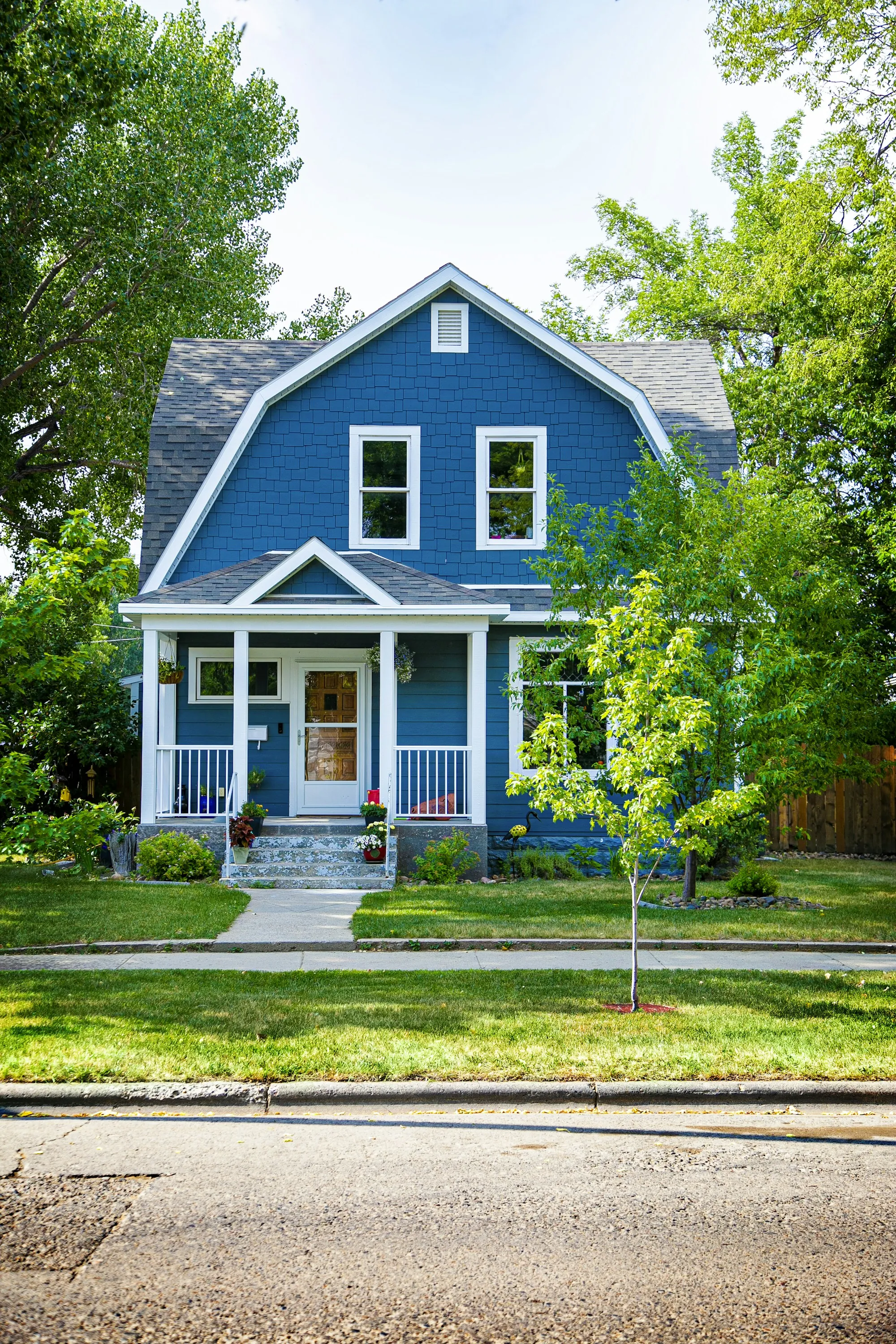Blue house with a white front porch